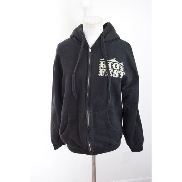 Riot Fest 2013 Denver Co Zip Hooded Sweatshirt Black Blink 182 Medium Tulex - Picture 2 of 4